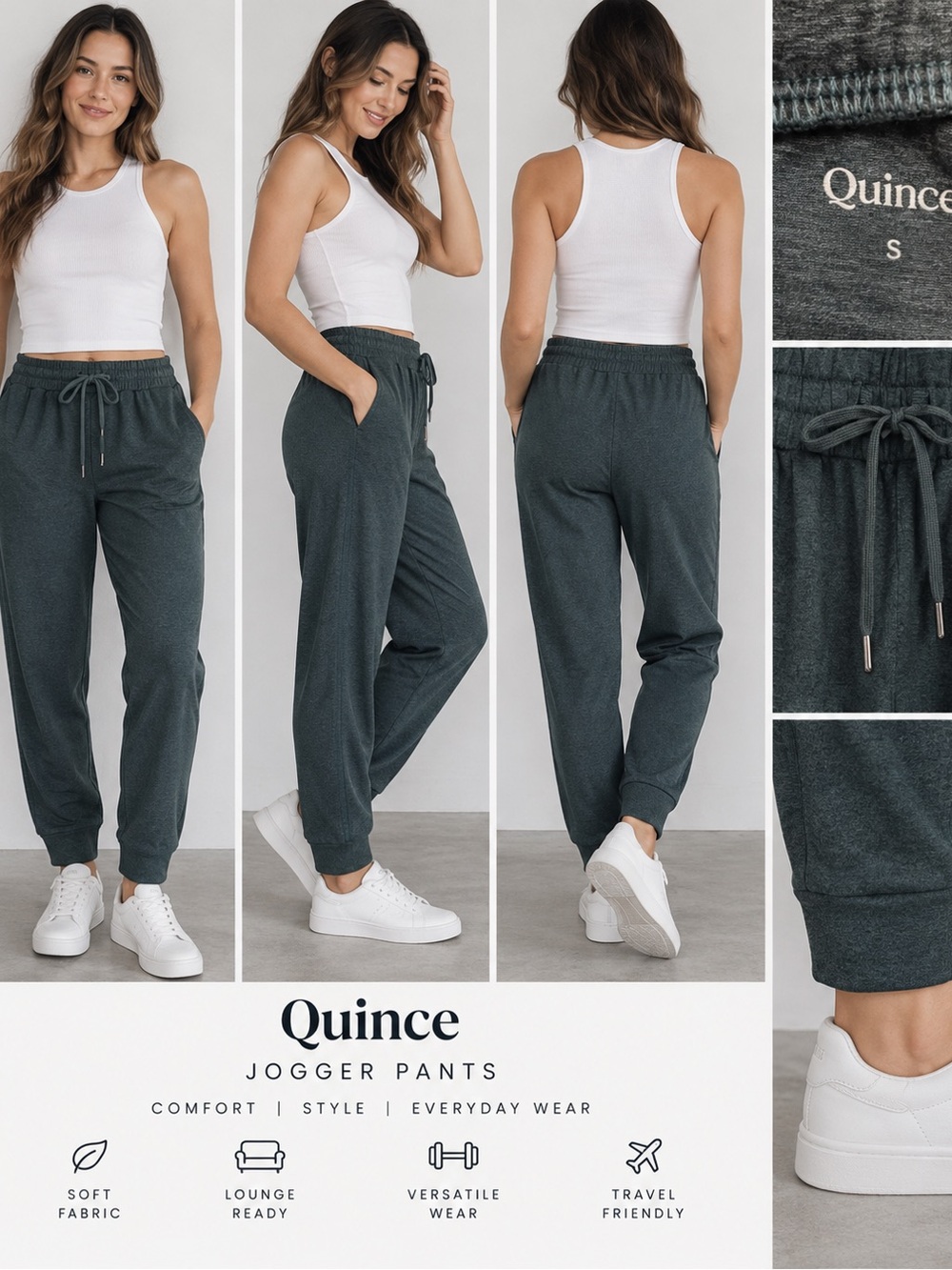 Quince Flowknit Mid-Rise Joggers Heather Green Size S